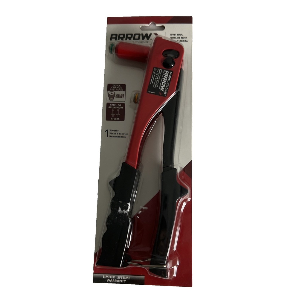 Arrow‎ One-Handed Swivel Riveter Tool RT100M Molded Grip 100% Steel Red E25